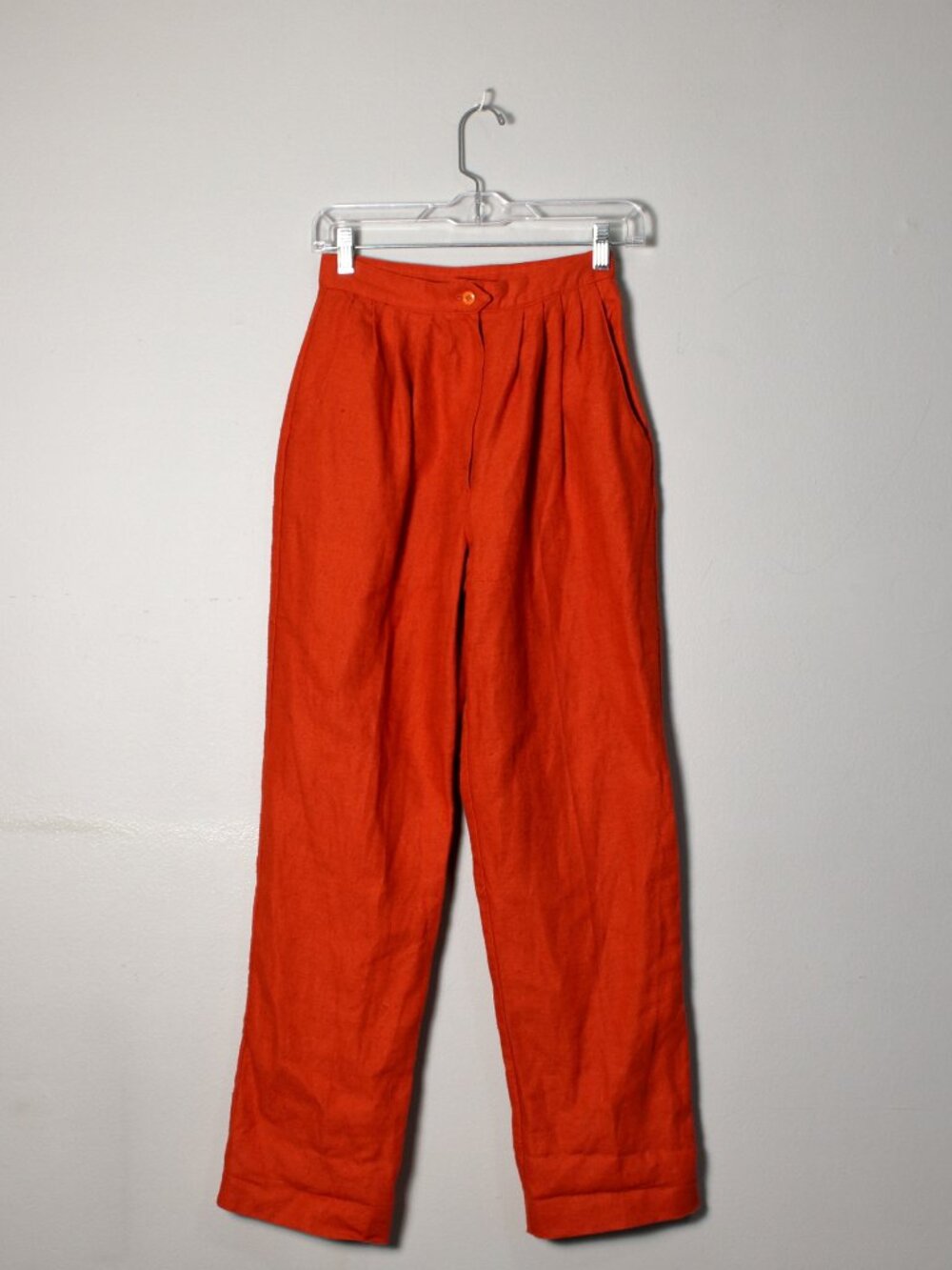 Vintage 70s Orange Linen Trousers 24"